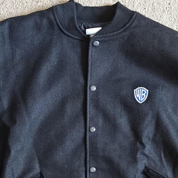 Rare VTG Space Jam Jacket Mens Large Black Blue Wool Warner Bros WB Movie 90s - Picture 6 of 16